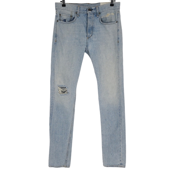 Rag & Bone Fit 2 Slim Straight Jeans Button Fly Light Wash Distressed Denim 31 - Picture 1 of 12